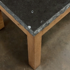 Mid-Century Brutalist Black Marble Top Coffee Table