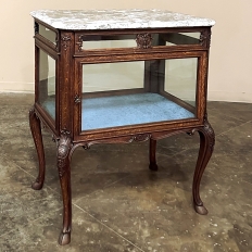 19th Century French Louis XIV Marble Top End Table ~ Display Case