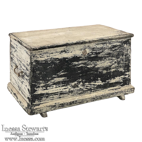 Early 19th Century Rustic Swedish Painted Trunk ~ Blanket Chest ~ Coffee Table