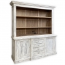 Grand 19th Century French Rustic Neoclassical Bookcase in Whitewashed Pine