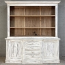 Grand 19th Century French Rustic Neoclassical Bookcase in Whitewashed Pine