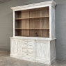 Grand 19th Century French Rustic Neoclassical Bookcase in Whitewashed Pine