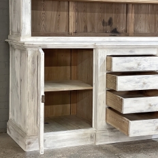 Grand 19th Century French Rustic Neoclassical Bookcase in Whitewashed Pine