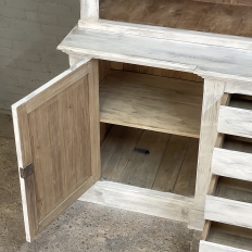 Grand 19th Century French Rustic Neoclassical Bookcase in Whitewashed Pine
