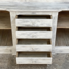 Grand 19th Century French Rustic Neoclassical Bookcase in Whitewashed Pine