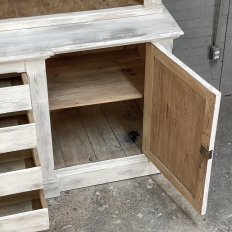 Grand 19th Century French Rustic Neoclassical Bookcase in Whitewashed Pine