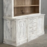 Grand 19th Century French Rustic Neoclassical Bookcase in Whitewashed Pine