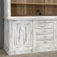 Grand 19th Century French Rustic Neoclassical Bookcase in Whitewashed Pine