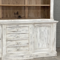 Grand 19th Century French Rustic Neoclassical Bookcase in Whitewashed Pine