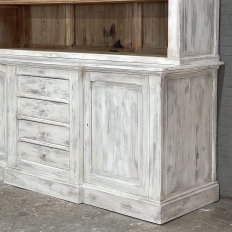Grand 19th Century French Rustic Neoclassical Bookcase in Whitewashed Pine