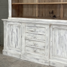 Grand 19th Century French Rustic Neoclassical Bookcase in Whitewashed Pine