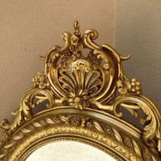 Antique French Louis XVI Oval Giltwood Mirror