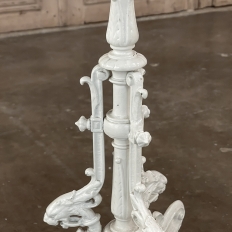 19th Century Painted Cast Iron Marble Top Lamp Table ~ Pedestal