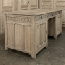 Antique French Neogothic Desk in Stripped Oak