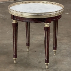 Antique French Directoire Style Bouillotte Side Table with Carrara Marble