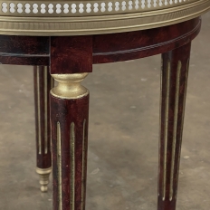 Antique French Directoire Style Bouillotte Side Table with Carrara Marble