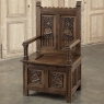 Antique French Neogothic Caquetoire ~ Cathedral Chair ~ Armchair