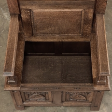 Antique French Gothic Revival Bench ~ Cathedral Chair