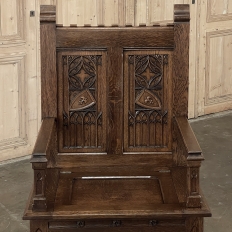 Antique French Gothic Revival Bench ~ Cathedral Chair