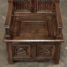 Antique French Gothic Revival Bench ~ Cathedral Chair