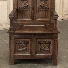 Antique French Gothic Revival Bench ~ Cathedral Chair