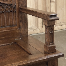 Antique French Gothic Revival Bench ~ Cathedral Chair