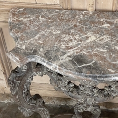 19th Century French Baroque Marble Top Console with Ceruse Finish