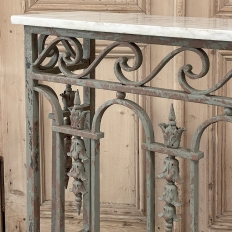 19th Century French Louis XVI Neoclassical Wrought Iron & Carrara Marble Console