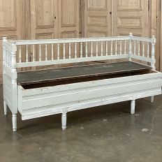 19th Century Swedish Neoclassical Painted Bench ~ Trundle Bed