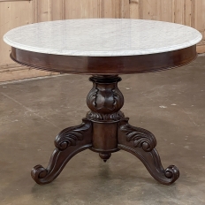 19th Century French Napoleon III Period Mahogany Marble Top Center Table