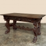 Antique Italian Renaissance Revival Walnut Leather Top Desk
