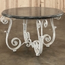 Antique French Painted Wrought Iron Round Coffee Table with Black Marble