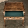 Antique English Chippendale Burlwood End Table with Serving Tray