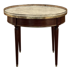 19th Century French Louis XVI Mahogany Marble Top Bouillotte Table