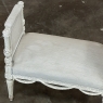 Antique French Louis XVI Neoclassical Upholstered Painted Armbench ~ Vanity Bench