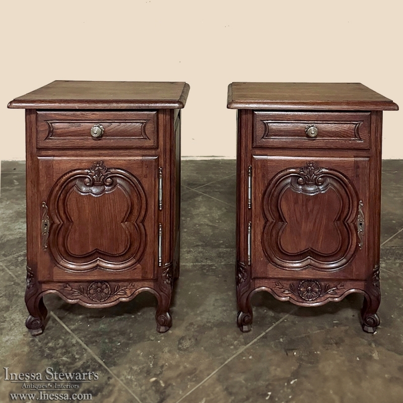 Pair Antique Country French Nightstands