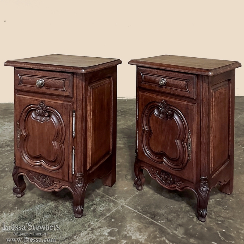 Pair Antique Country French Nightstands