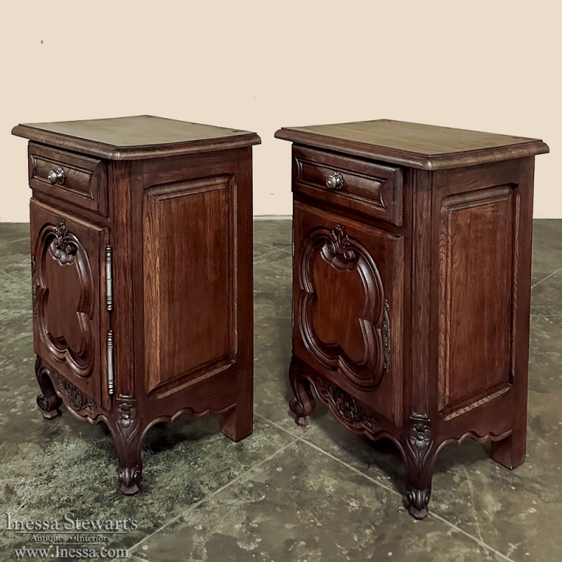 Pair Antique Country French Nightstands
