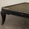 Grand Mid-Century French Black Enamel Coffee Table with Glass Top