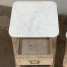 Pair Antique French Louis XVI Stripped Nightstands ~ End Tables with Carrara Marble