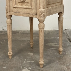 Pair Antique French Louis XVI Stripped Nightstands ~ End Tables with Carrara Marble