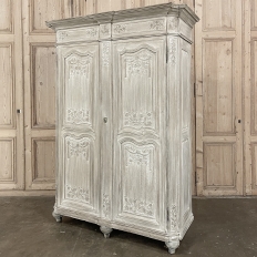 18th Century Country French Louis XVI Period Armoire in Stripped Oak