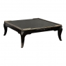 Grand Mid-Century French Black Enamel Coffee Table with Glass Top