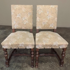 Set of 4 Antique French Louis XIV Walnut Salon Chairs ~ Side Chairs