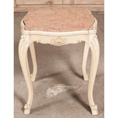 Antique Country French Painted Marble Top Occasional End Table