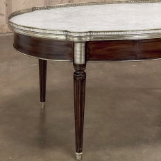 Antique French Bouillotte Oval Marble Top Coffee Table