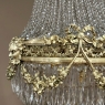 Antique French Neoclassical Sack of Pearls Bronze & Crystal Chandelier with Bacchus