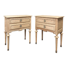 Pair Antique French Louis XVI Neoclassical Nightstands ~ End Tables