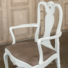 Pair Antique Swedish Painted Armchairs in the Queen Anne Style