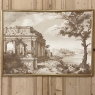 Pair Antique Grand Framed Gouache Paintings of Roman Ruins